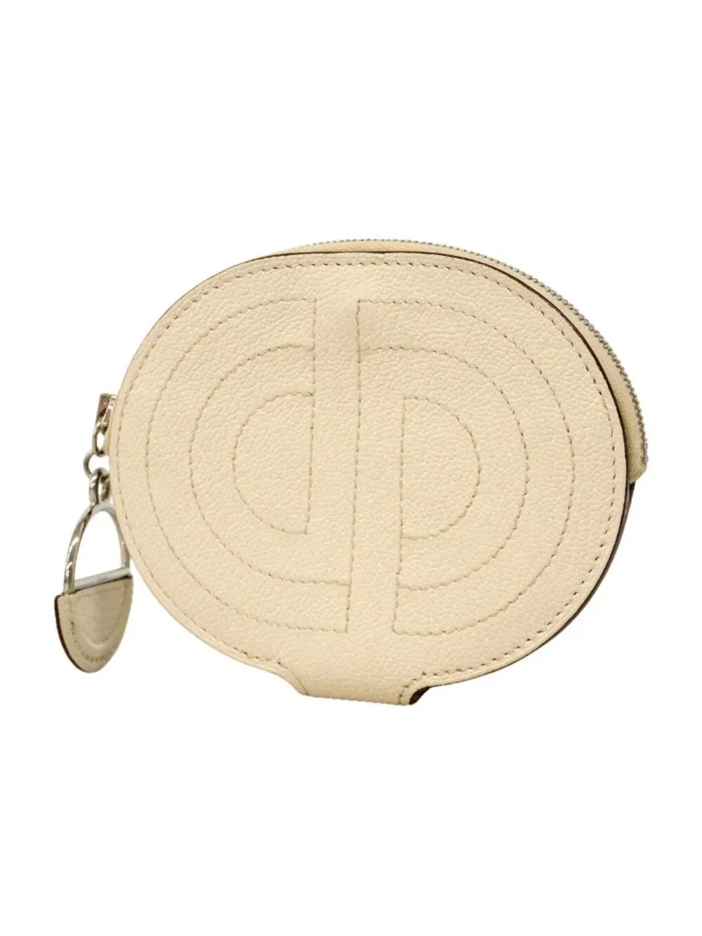 Hermes Coin Case in the Loop Chevre Mysore White Sesame Silver